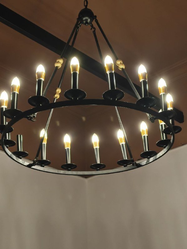 Латунная люстра, люстра из чёрного металла 2