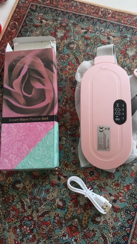 Грелка для живота на аккумуляторе белая и розовая 2