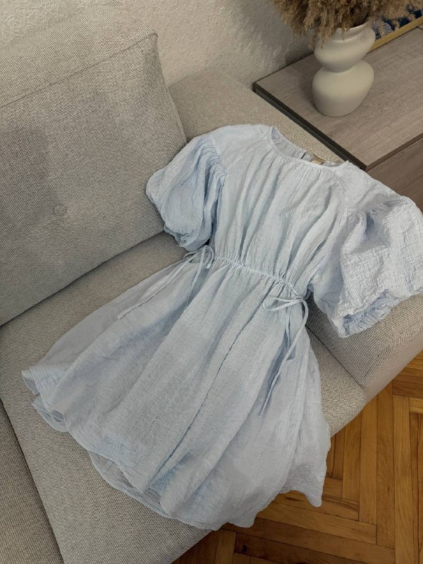 Платье H&M женское голубое хлопковое 2
