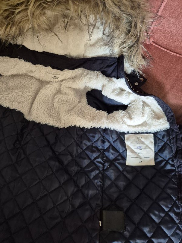 Парка H&M на девочку 6-8 лет темно-синяя утепленная 5