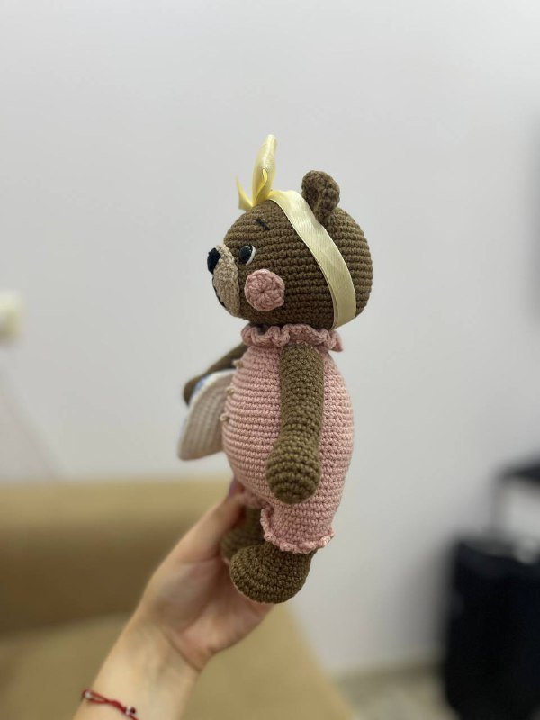 Игрушка ручной работы вязаный мишка 3