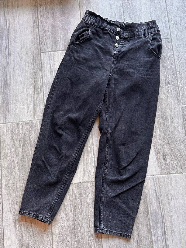 Джинсы DeFacto с высокой талией, широкие, черные и с резинкой 5