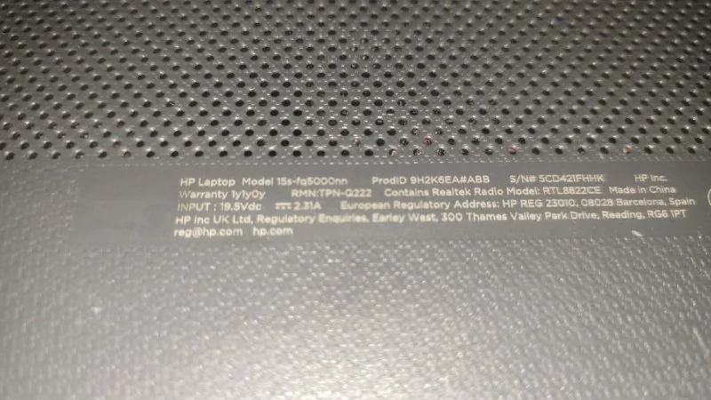 HP Laptop 15s-fq5001nm Intel i3 8GB 500GB SSD 1