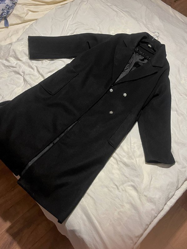 Классическое длинное пальто с поясом размер L 2