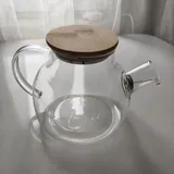 Стеклянный заварочный чайник с бамбуковой крышкой 2