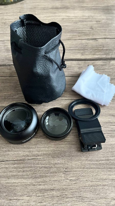 Макролинза, широкоугольный объектив, тряпочка, чехол 2