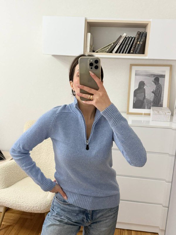 Синий шерстяной свитер C&A lambswool, размер S 5