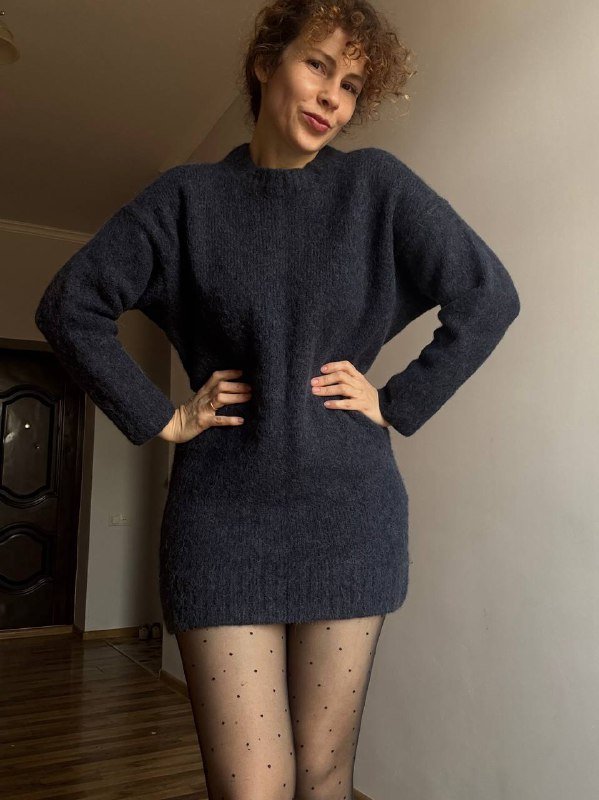 Теплый свитер-платье COS пыльно синий, размер М 5