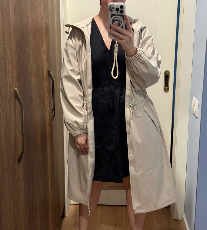 Плащ Oysho серо-бежевый, безрукавка и кардиган хлопковый 3