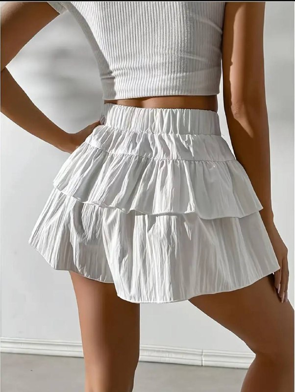Юбка-шорты, красная юбка Shein, короткие и длинные лосины 3