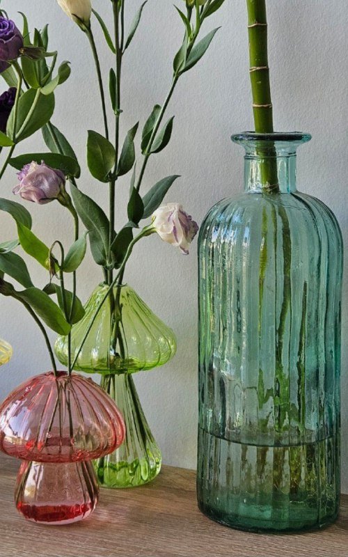 Большая бирюзовая стеклянная ваза 2