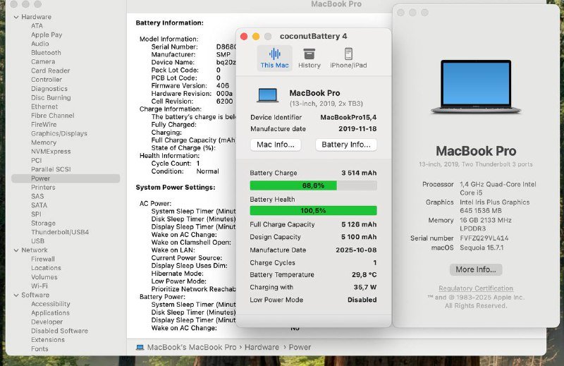 Macbook pro 2019 i5 16/256 2