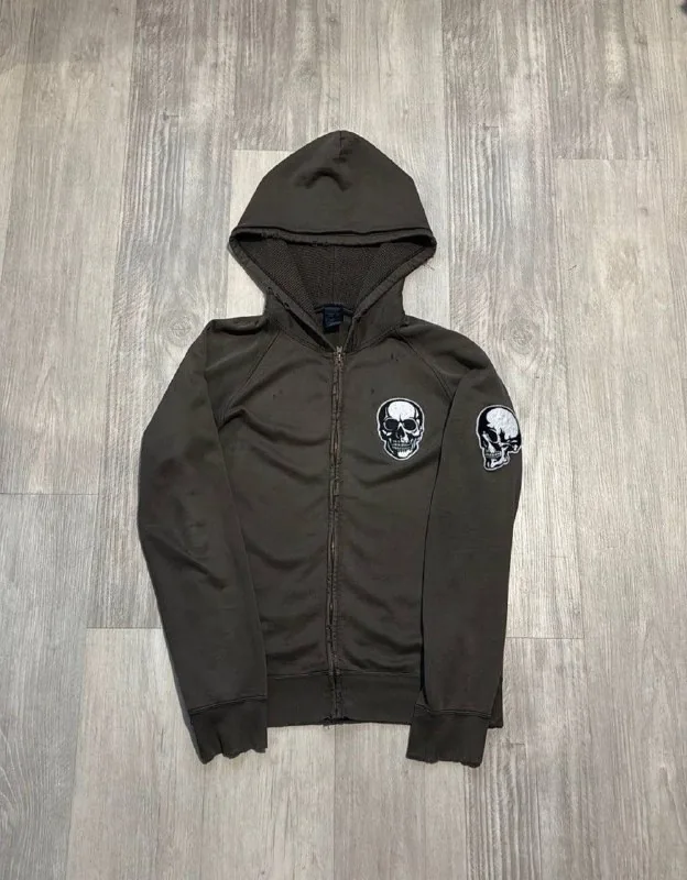 Number (N)ine SS04 skull zip-up hoodie