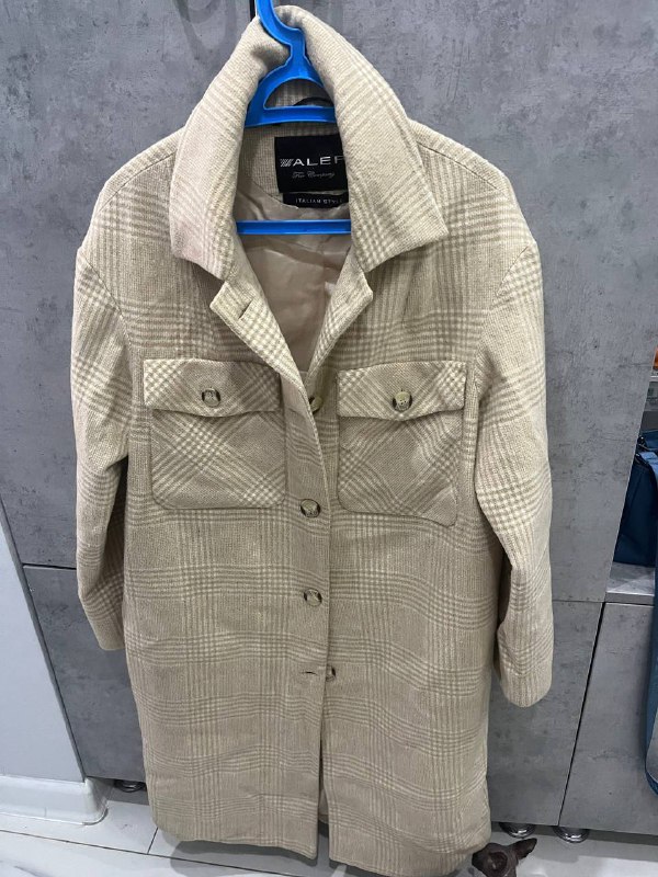 Удлиненная куртка/пальто нежного мятного цвета, женская куртка, пальто в клетку 5