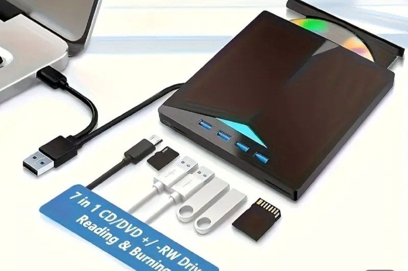 Портативный внешний привод CD DVD с карт-ридером SD USB Type-C