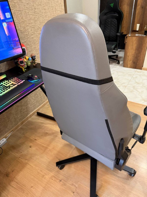 Кресло Office1 Sport серое с подушкой и подголовником