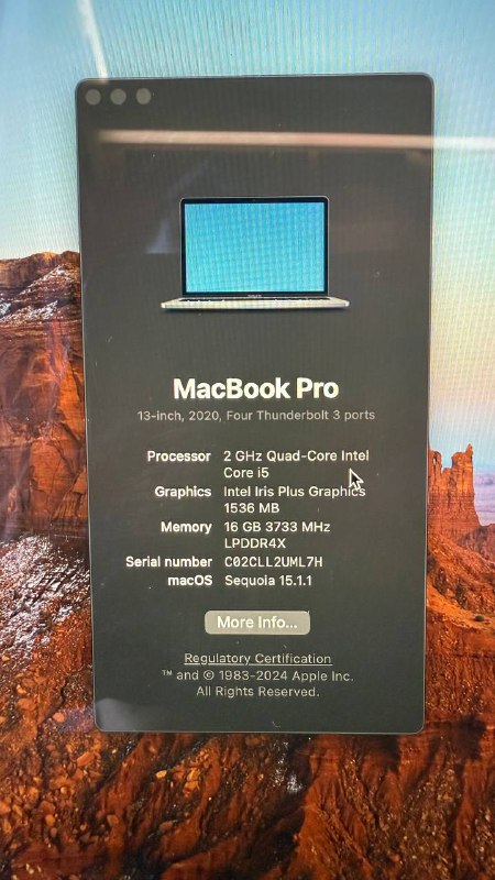 Ноутбук Apple MacBook Pro 13-inch 2020, 16GB, 512GB 8