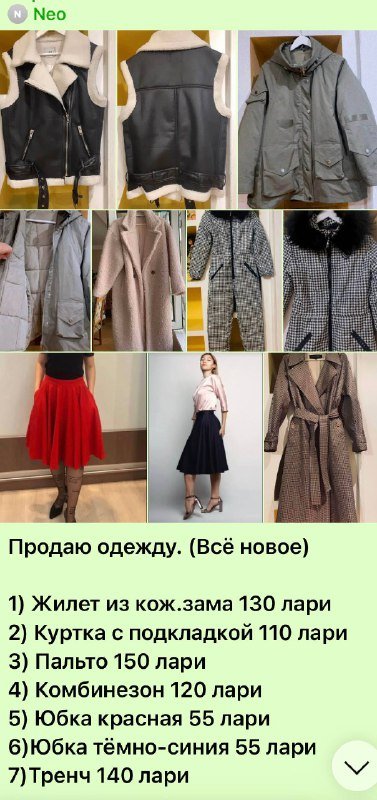 Жилет из кож.зама, Куртка с подкладкой, Пальто, Комбинезон, Юбка красная, Юбка тёмно-синяя, Тренч