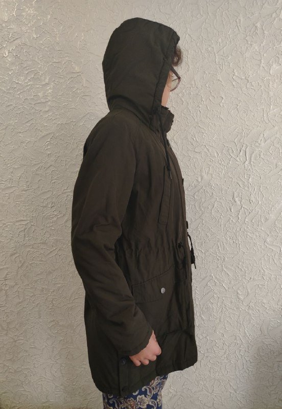 Куртка парка тёмный хаки размер S 5