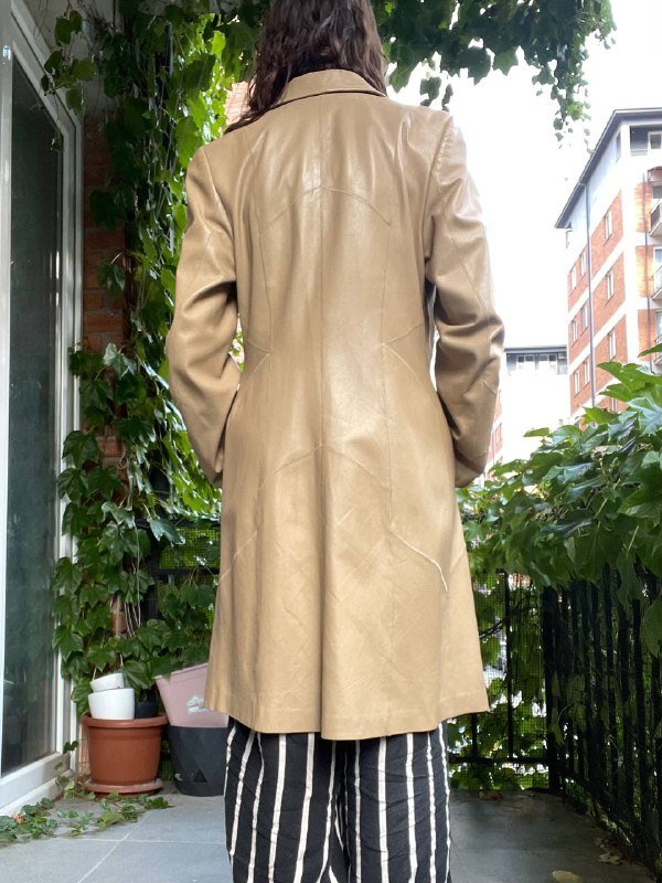 Винтажный кожаный плащ натуральная кожа размер S 3