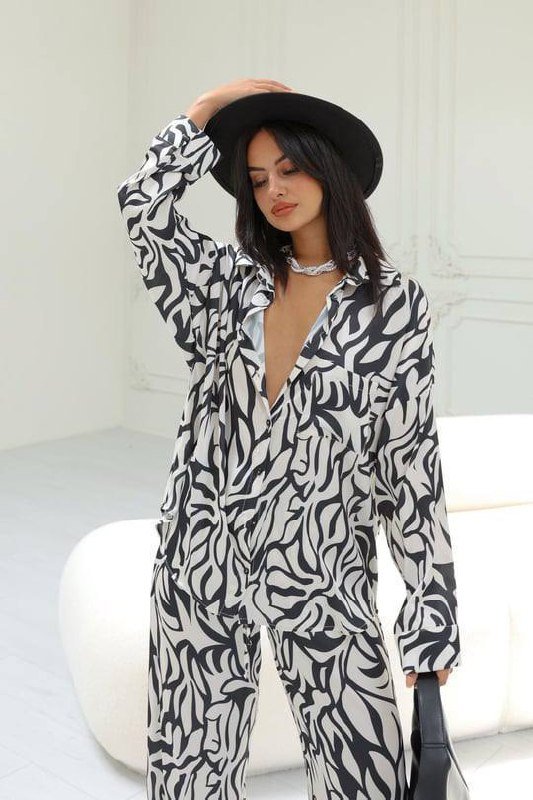 Атласный комплект (рубашка и брюки), Shein комплект (топ и брюки) 3