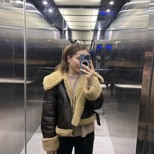 Дубленка Zara из экокожи XS