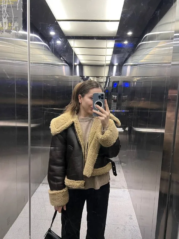 Дубленка Zara из экокожи XS 1