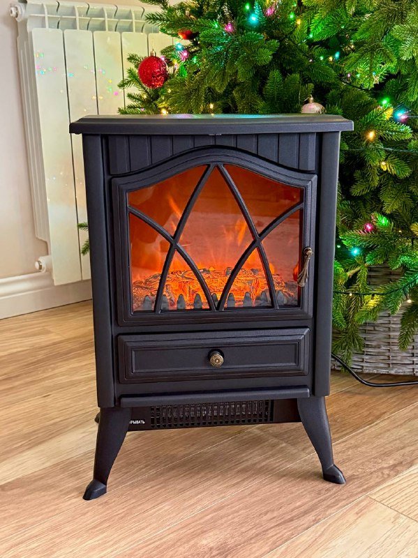 Электрокамин с эффектом живого пламени и обогревом