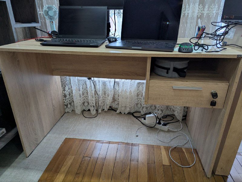 Стол-парта 120х60х74 с полкой и ящиком, 104х68х73