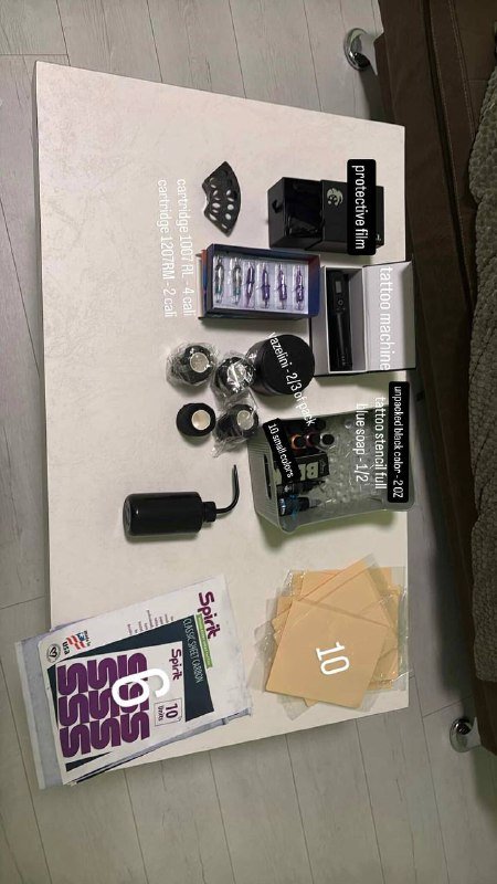 Тату набор с машинкой, картриджами, краской и аксессуарами