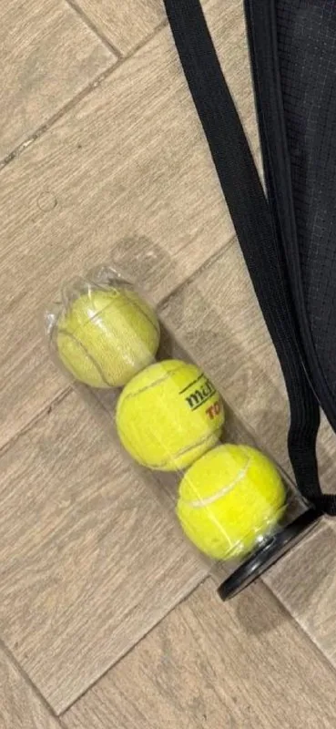 Polaroid camera, Panasonic camera, tanning foam, eyeliner, adapter, Minolta camera, headphones, tennis balls, women's bag 1