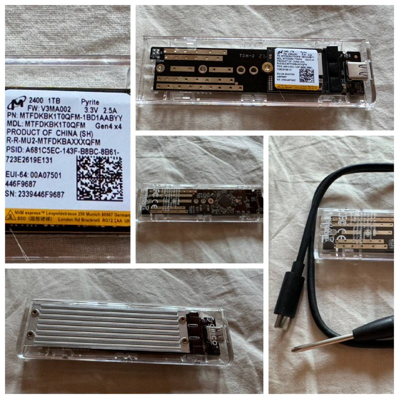 SSD Micron nvme 2400 1TB в универсальном кейсе