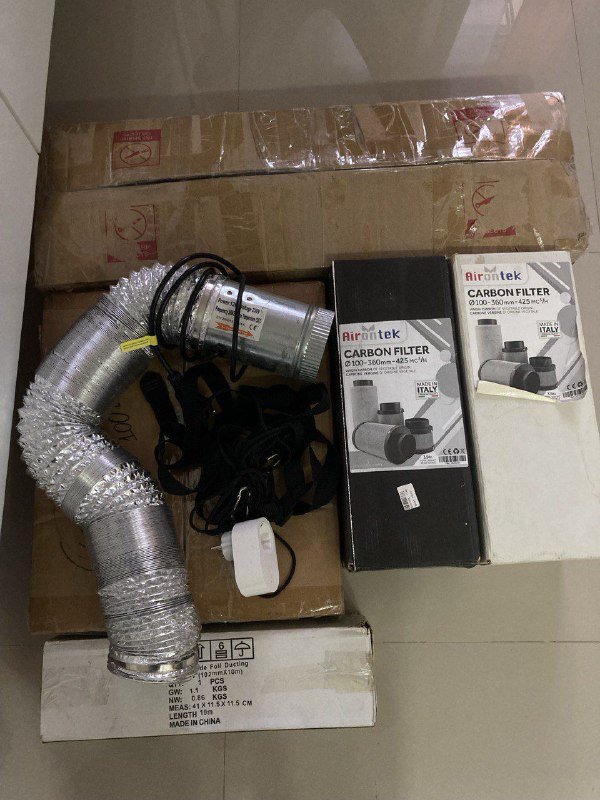 Комплект гроубокс с фильтрами, вентиляторами, лампой и розеткой