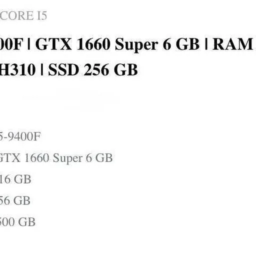 Компьютер i5-9400F, GTX 1660 Super, RAM 16 GB