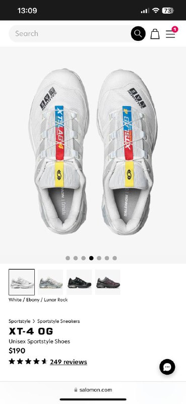 Salomon XT-4 OG мужские кроссовки 6UK белые