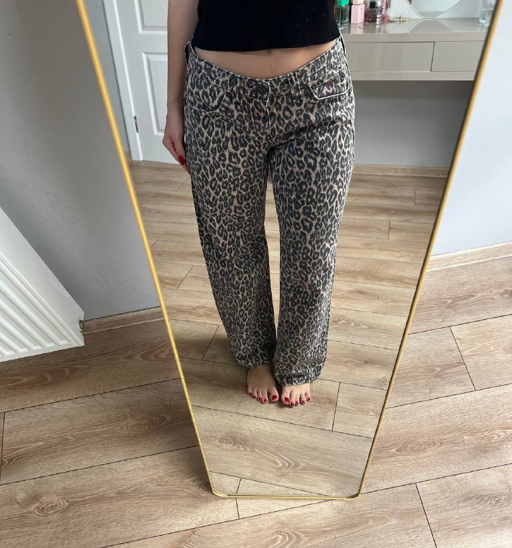 Джинсы леопардовые женские размер М