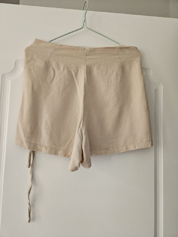 Юбка-шорты DeFacto, размер 36, бежевые льняные шорты 3