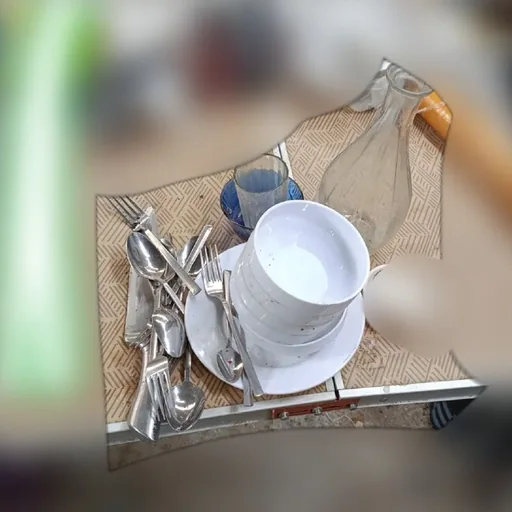 Советский стакан, миска, вилки, ложки, нож, графин