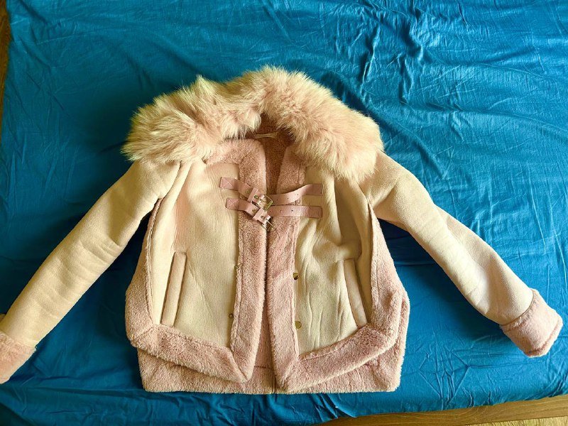 Искусственная дублёнка пудрово-розовая XS S