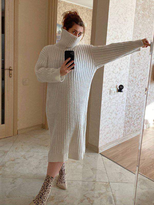 Вязаное осеннее платье H&M размер M 4