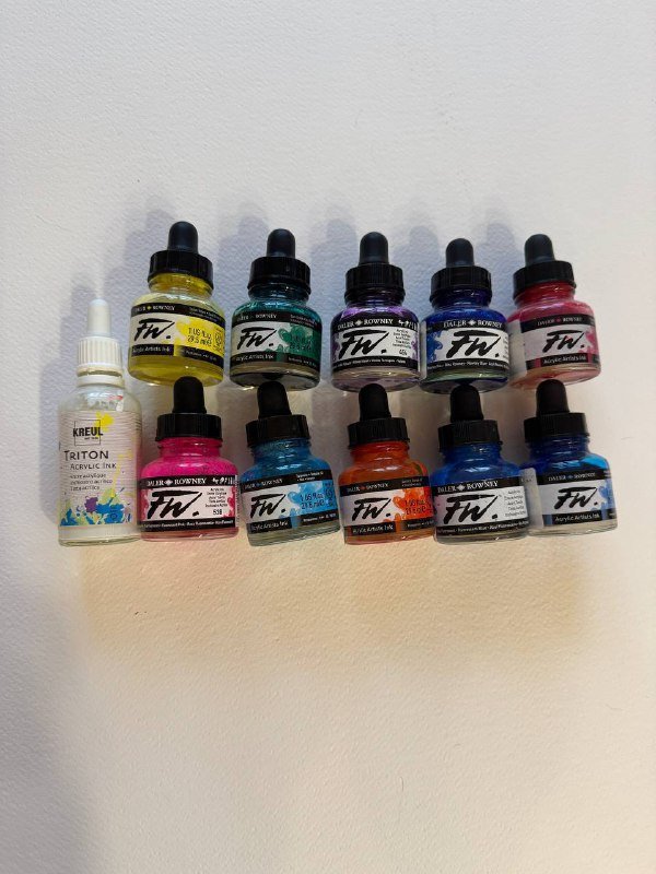 Акриловые чернила, холсты, холст в рулоне хлопок