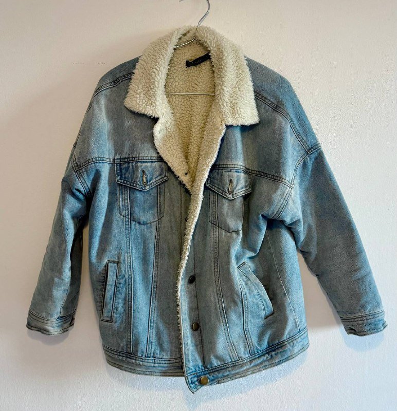 Теплая джинсовая куртка с мехом 3