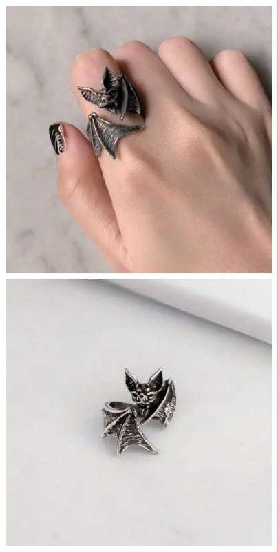 Кольцо и браслет с дизайном летучей мыши