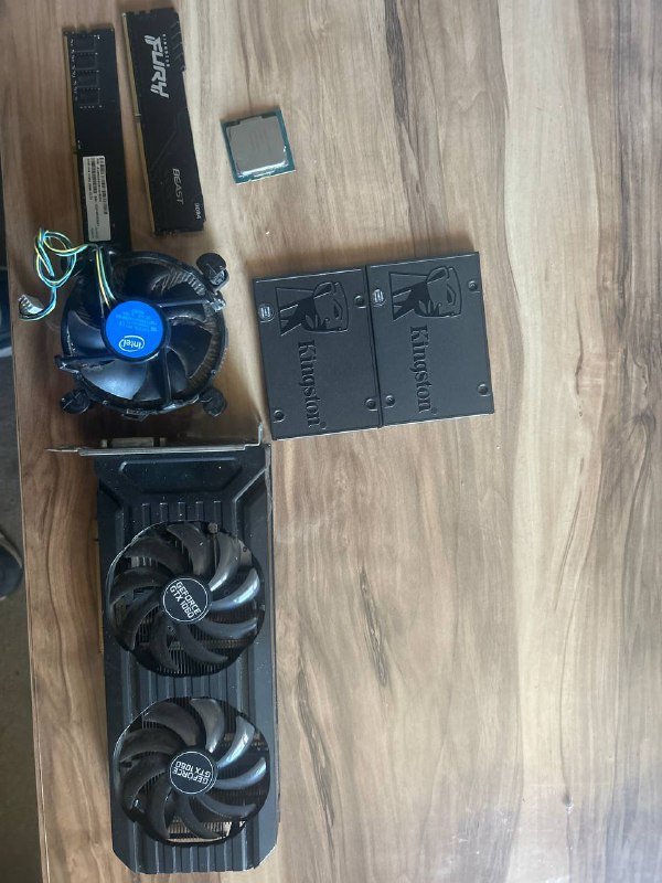 Видеокарта GeForce GTX 1060, Процессор Intel Core i5-10400F, Оперативная память Kingston Fury Beast DDR4 8GB, Apacer DDR4 8GB, SSD Kingston 240 GB, SSD Kingston 480 GB, Боксовый кулер Intel