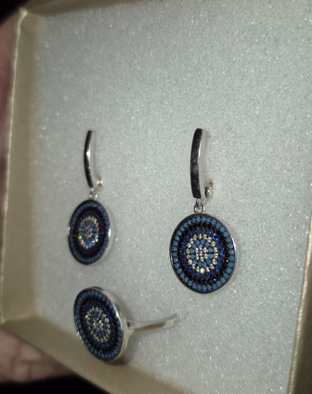 Silver earrings and ring set 3