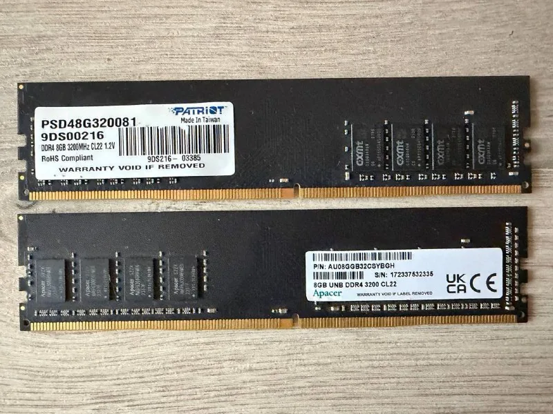 Оперативная память Patriot и Apacer DDR4 8 ГБ 1