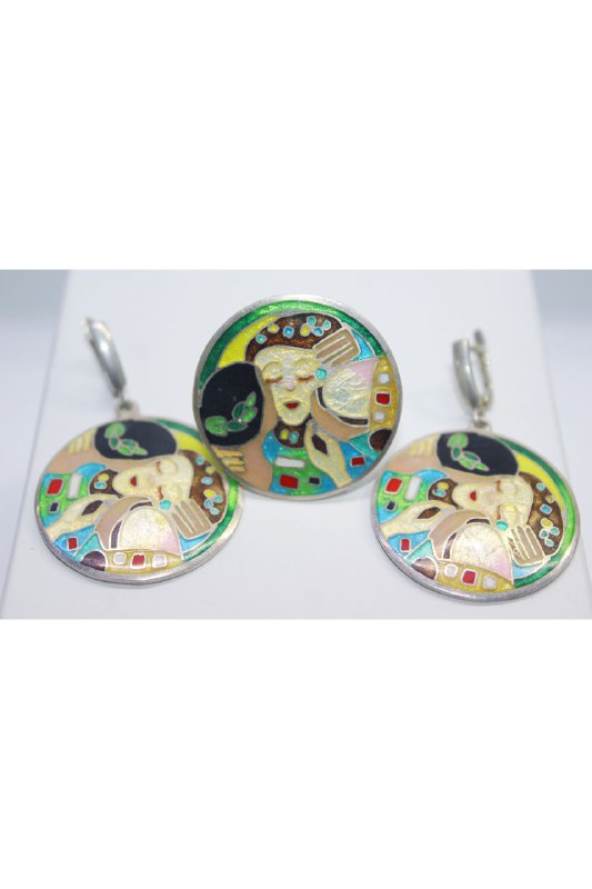 Эмаль на серебре Минанкари комплект украшений 4