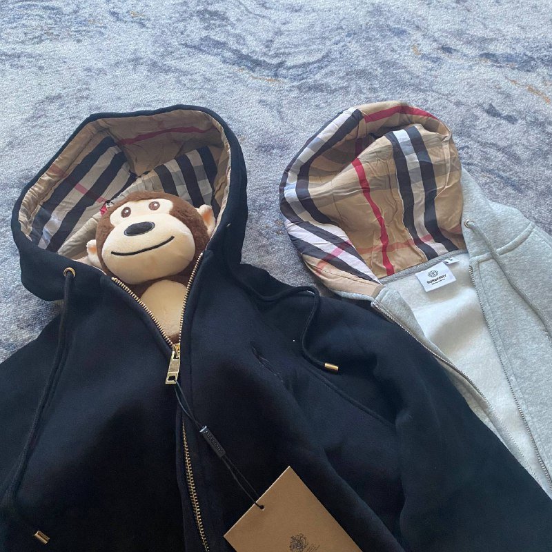 Зип худи Burberry чёрный, серый 2