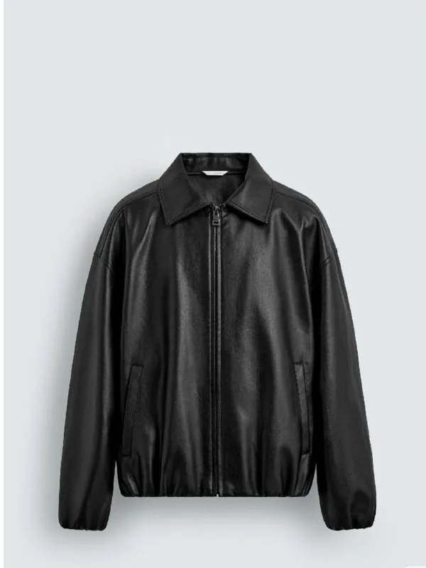 Мужской бомбер Zara из экокожи, размер L 1
