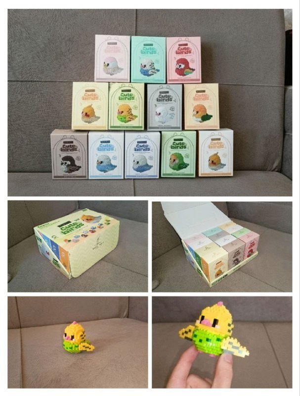 Набор конструкторов 12 птиц, аналог лего с подвижными крыльями